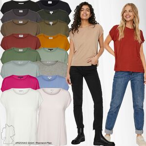 VERO MODA Damen Einfarbiges Stretch T-Shirt Basic V-Neck Top Oberteil Tief  Angesetzte Schultern VMFILLI | Oberteile & Shirts direkt bestellen