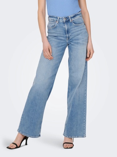 ONLY Damen Wide Fit Jeans High Waist Straight Leg Denim Stretch Hose  Bleached Design ONLMADISON | jeansneu direkt bestellen