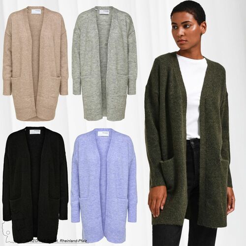 Damen SELECTED Lange Strickjacke mit Taschen Open Stretch Casual Cardigan  Knitted Coat SLFLULU | Jacken, Mäntel & Westen direkt bestellen