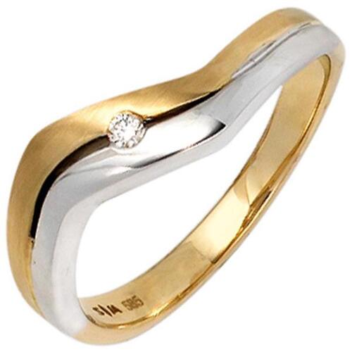 1 Damen Ringe Gelbgold bicolor matt | direkt Weißgold 585 Brillant bestellen Diamant Ring