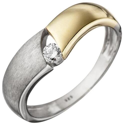 Damen Ring 925 Sterling | bicolor Ringe Silber direkt 58) 1 (Größe: matt Zirkonia bestellen