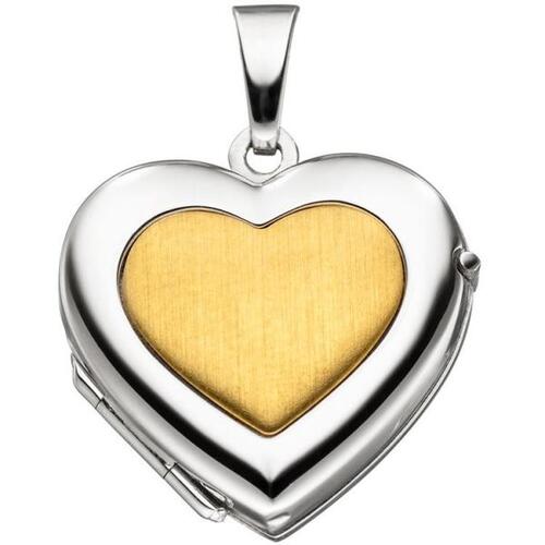 Medaillon Herz für 2 Fotos Medaillons Anhänger bestellen 333 direkt Gelbgold - Weißgold Anhänger bicolor 