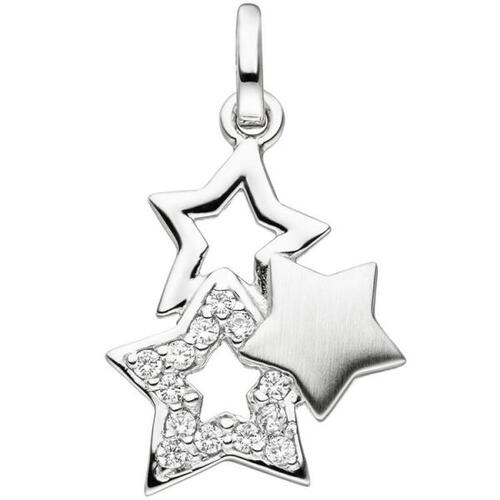Anhänger 13 Silber | teil Sterne Zirkonia 925 Silbersterne direkt bestellen matt Medaillons - Sterling Anhänger