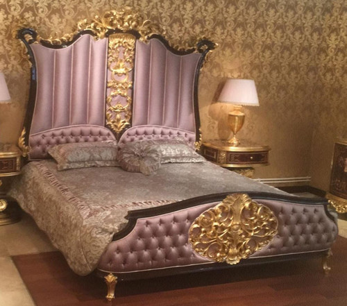 Casa Padrino Luxus Barock Doppelbett Rosa / Dunkelbraun / Gold - Edles  Massivholz Bett mit Kopfteil - Prunkvolle Schlafzimmer Möbel im Barockstil  | Barockbetten direkt bestellen